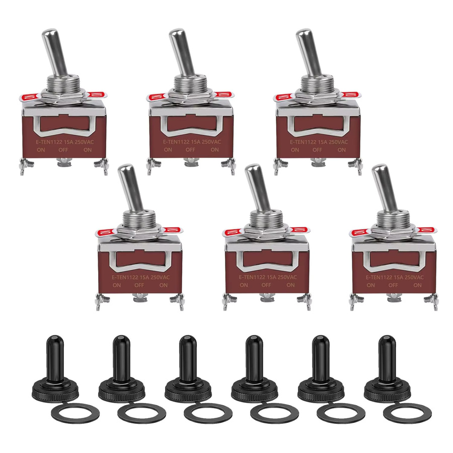 AOKIN 6er Set wasserdichte Kippschalter 12V DC 30A SPDT 3-Wege Heavy Duty Marine Schalter für Auto und Boot - Bild 2