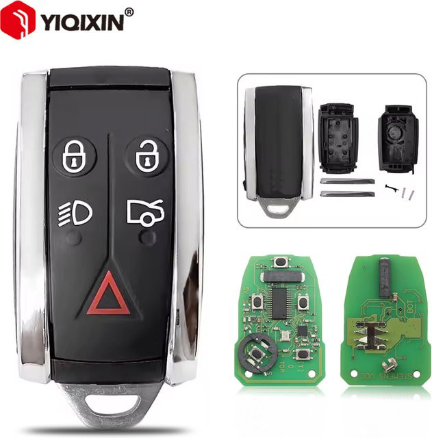 YIQIXIN Fernbedienung Auto Schlüssel für Jaguar XF XK XFR XKR XJ8 XK8 mit ID46 Chip 315/433 MHz in Schwarz, ungeschnittene Klinge, KR55WK49244 Keyless Go - Bild 1