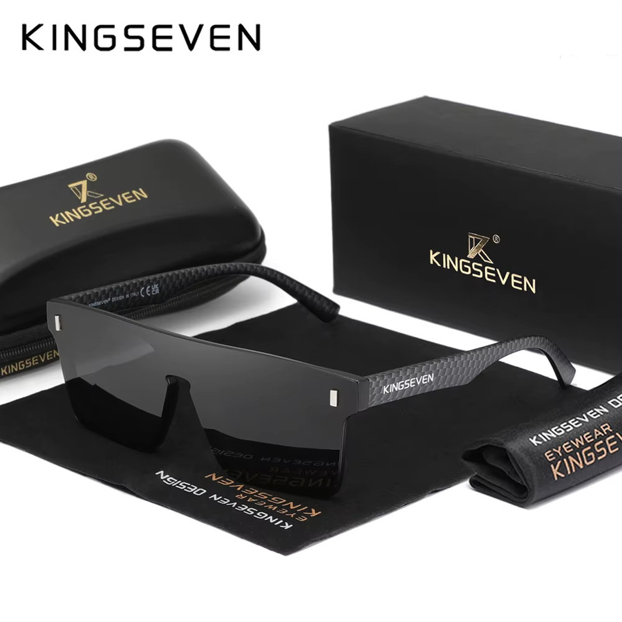 KINGSEVEN Sonnenbrille, randlos, Unisex, schwarz, Kunststoff, verspiegelt - Bild 1