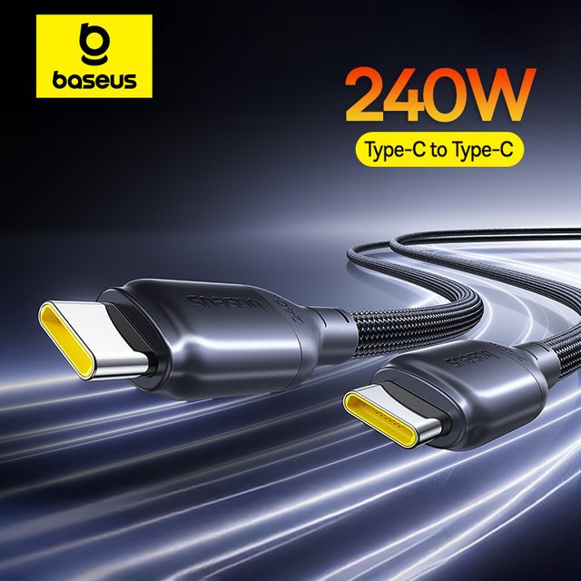 Baseus USB-C Schnellladekabel 240 W in Schwarz für MacBook Pro, iPhone und Samsung Galaxy S-Serie - Bild 1