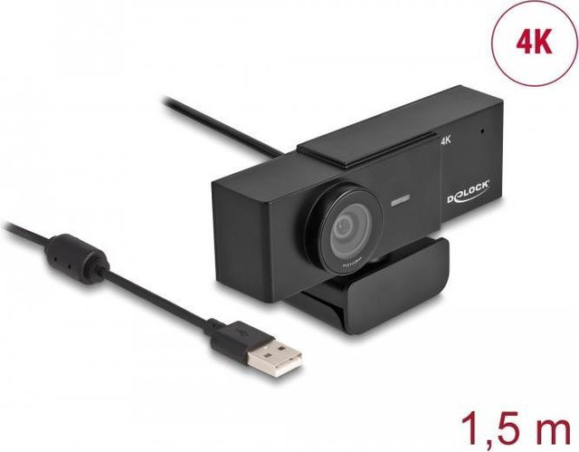 DeLOCK 96400 Full HD 4K UHD Webcam mit Klemm-Halterung in Schwarz - Bild 1