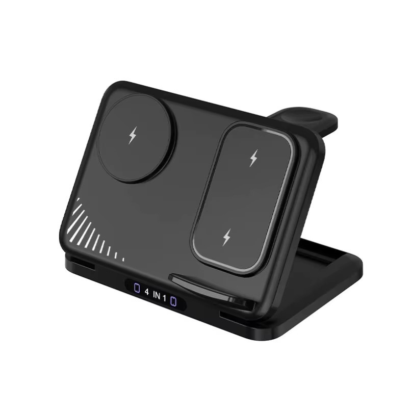 VIKEFON 3-in-1 Kabellose Ladestation Schwarz Weiß Faltbare Schnellladestation für Samsung S26 S25 S24 Smartphone, Smartwatch und Ohrhörer - Bild 2