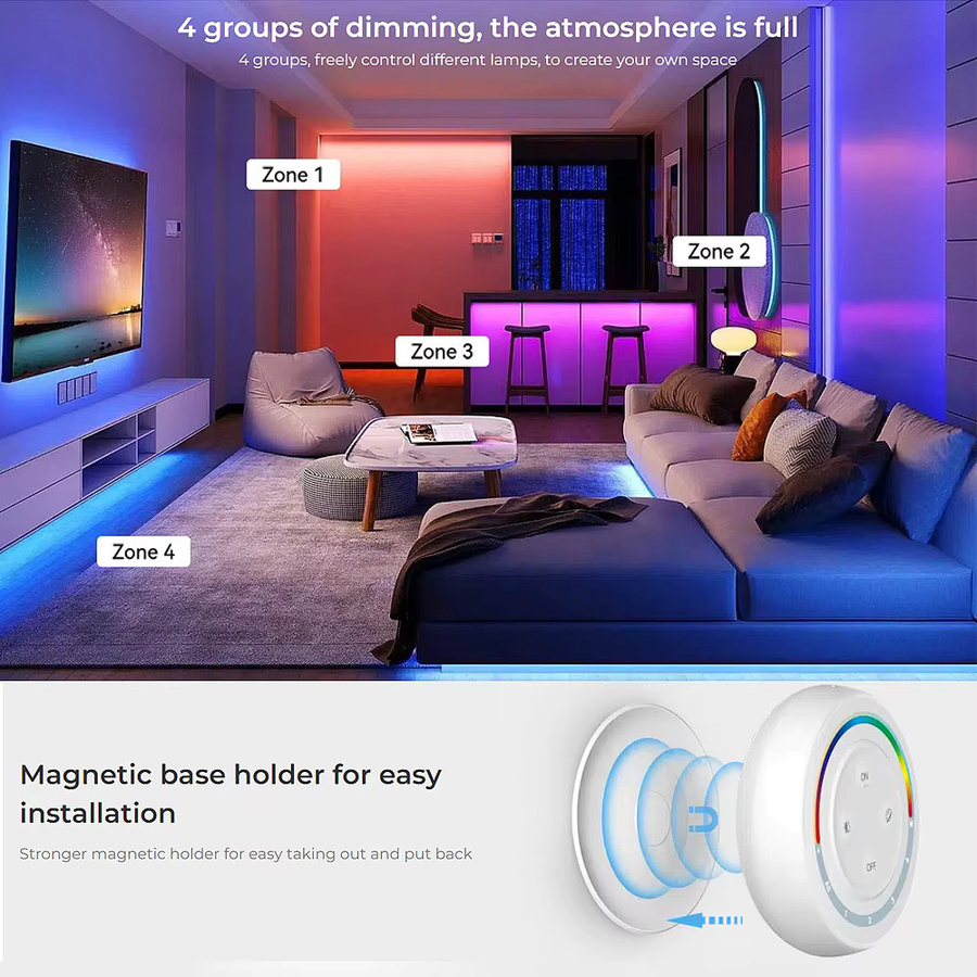 Miboxer S2W 4-Zonen RGBCCCT Fernbedienung mit Regenbogen-Funktion und einstellbarer Sättigung für 2,4 GHz Lichtsteuerung - Bild 3