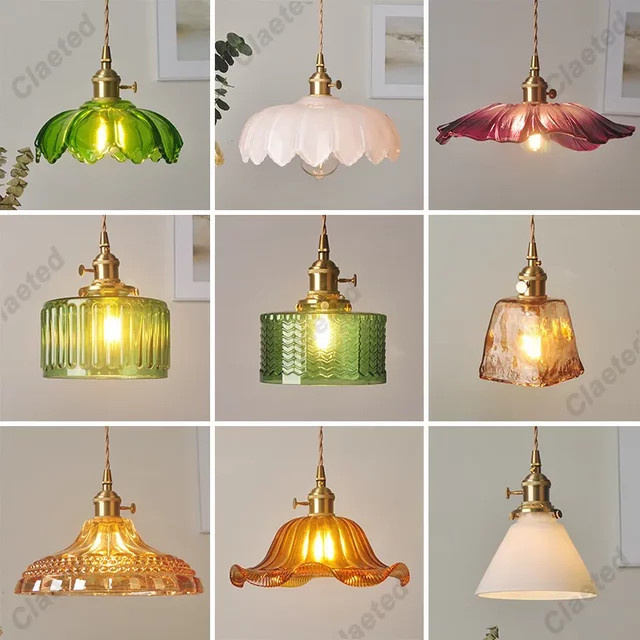 Claeted Lumina Ria LED Pendelleuchte aus Glas und Kupfer in Grün, Weiß oder Bernstein für Wohnzimmer und Schlafzimmer - Bild 1