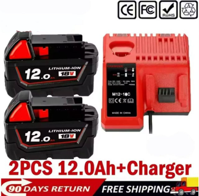 Milwaukee M18B5 Akku 18 V mit 12000 mAh für M18 Elektrowerkzeuge, Modell 48-11-1860 mit 21700-Zellen - Bild 1