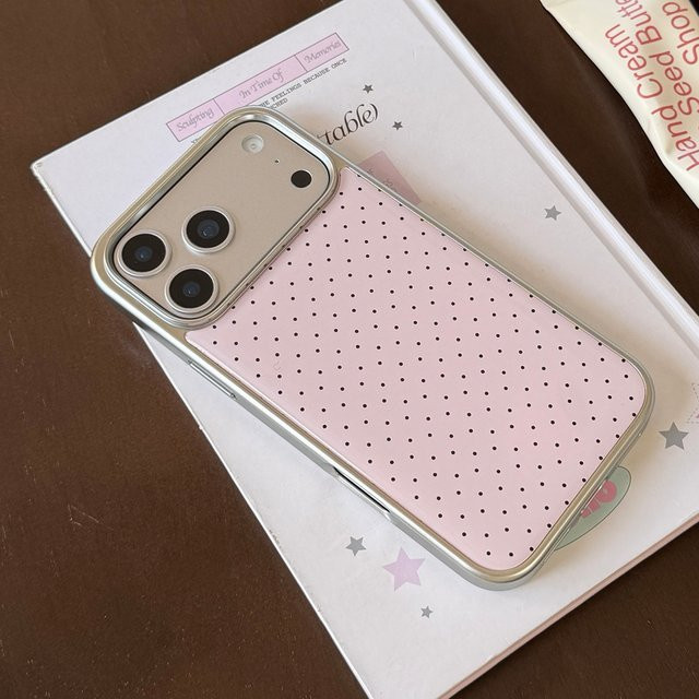 KASONPAI Stoßfeste iPhone Schutzhülle mit Polka Dot Muster in Silber und Rot für iPhone 14, 15, 16 Pro Max und 17 Pro Max - Bild 1