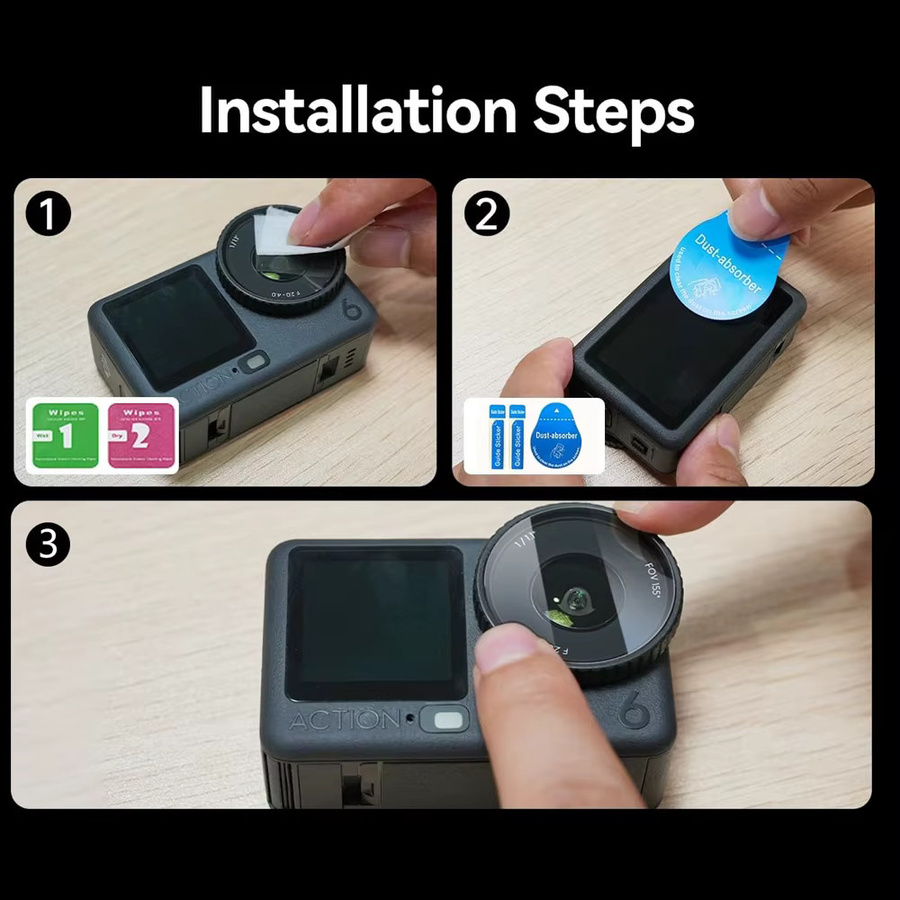 2er-Pack EXSKOF Displayschutzfolie für DJI Osmo Action 6, gehärtetes Glas mit 9H Härtegrad, transparent und kratzfest - Bild 6