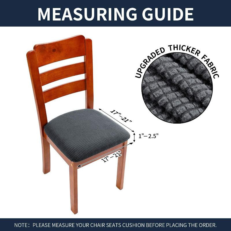 Stretch-Sitzbezüge für Esszimmerstühle aus Jacquard in Grau, elastisch und waschbar - Bild 2