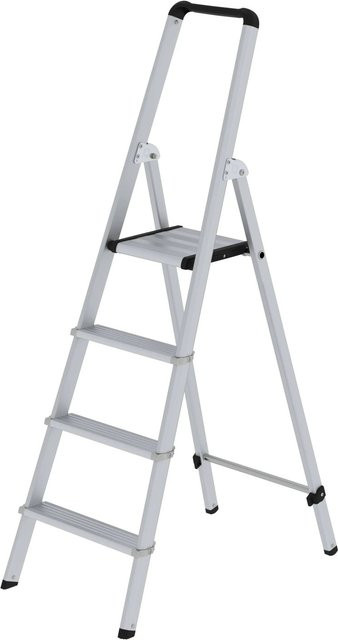 PROREGAL ML Stufen-Stehleiter einseitig begehbar aus eloxiertem Aluminium in Silber, 4 Stufen - Bild 1