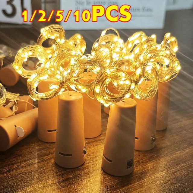 Batteriebetriebene LED Lichterkette als Wein Flaschen Stopper für Garten Party und Weihnachtsdekoration - Bild 1