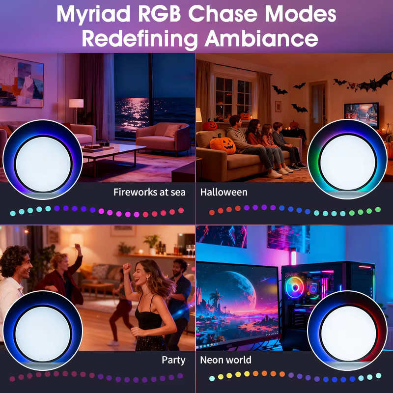 TUYA Smart WiFi LED Deckenleuchte RGB mit App und Alexa Sprachsteuerung, dimmbar, Weiß, Durchmesser: 40 cm, Höhe: 2,5 cm - Bild 4
