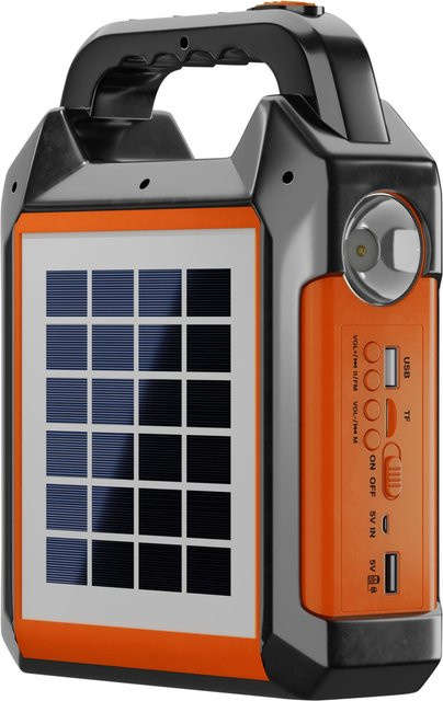 MEBUS Multifunktions Solarstation in Orange und Schwarz mit Bluetooth und USB-A Anschluss - Bild 1
