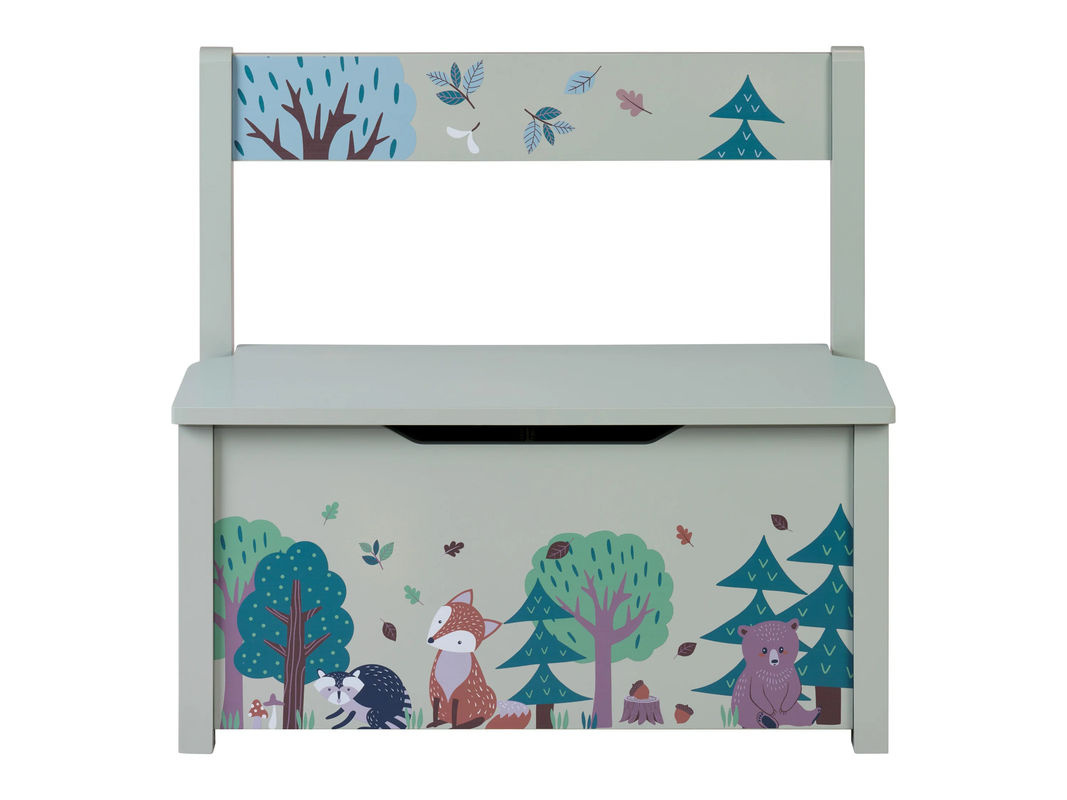 LIVARNO Truhenbank mit Waldtiermotiv in Blau für das Kinderzimmer, B/T/H: 58,5 x 40,0 x 29,0 cm - Bild 3