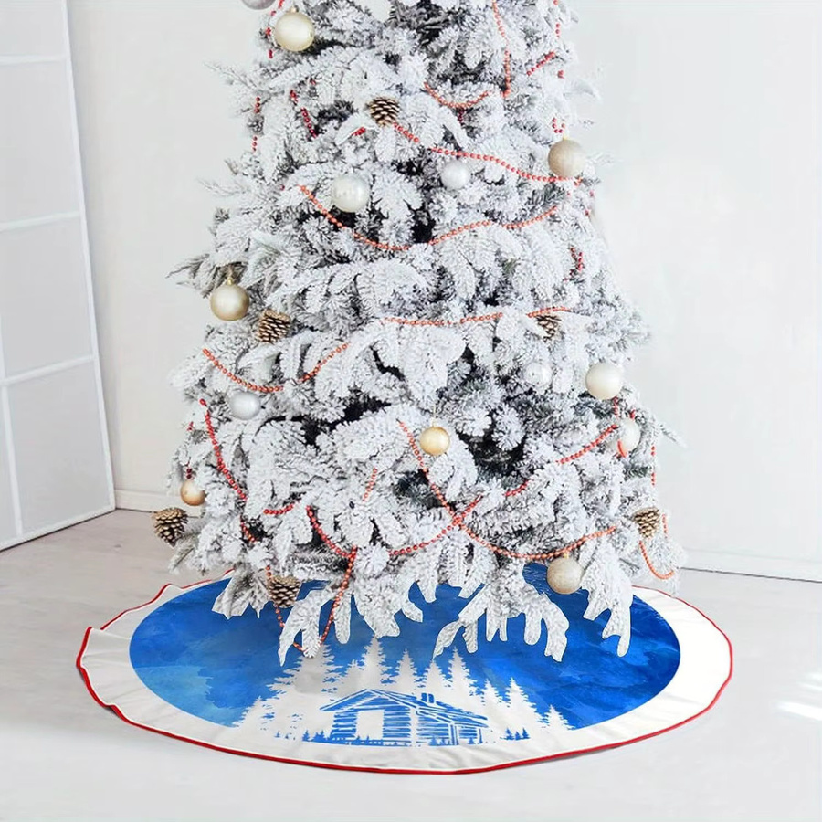 VIKAMA Weihnachtsbaumrock mit blauem Schneeflocken- und Rentier-Design für deine Weihnachtsdekoration - Bild 3