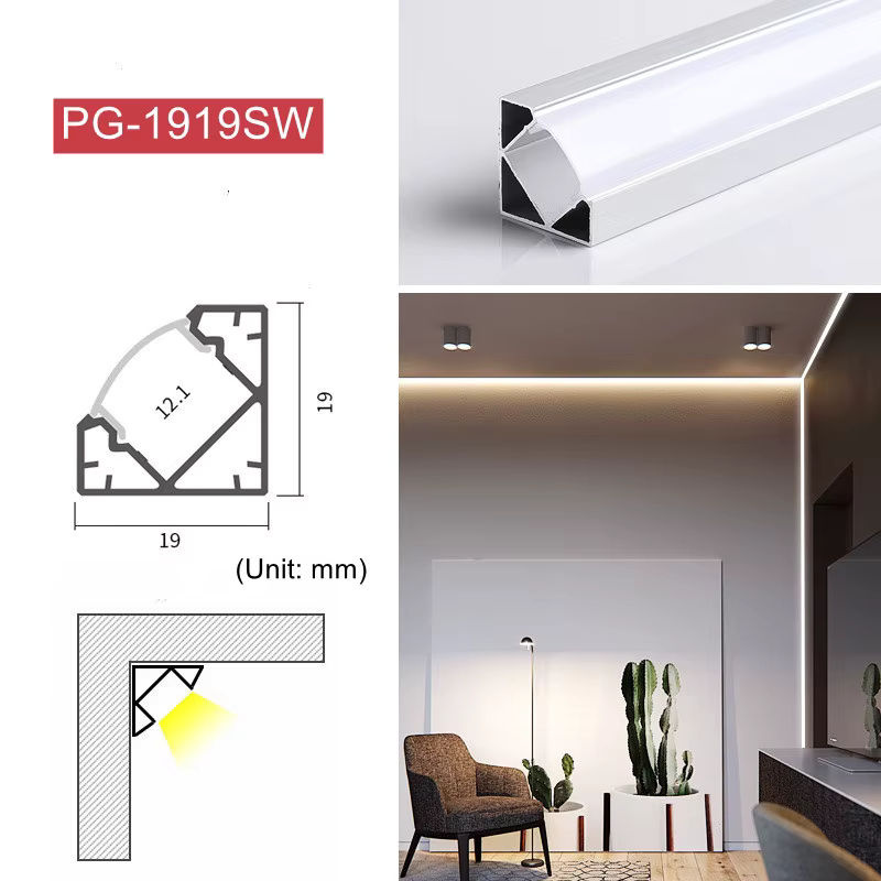 V-förmiges Aluminiumprofil für LED-Licht zur Decken- und Wanddekoration in Weiß - Bild 4