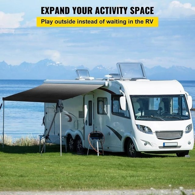 Wohnwagen-Vordach Outdoor-Campingplane in Grau mit Kohle-Farbverlauf, wasserdichter Sonnenschutz aus PVC-beschichtetem Vinyl, B: 524 cm, T: 240 cm - Bild 1