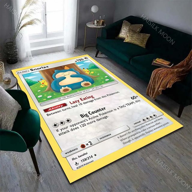 Fußmatte mit Snorlax Kartenmuster von Useful Home, Mehrfarbig, B/T: 60 x 40 cm - Bild 1