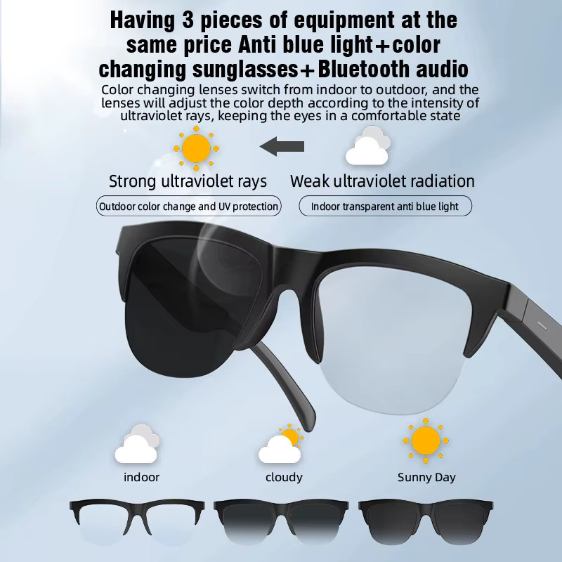 Lenovo Smartglasses, UV-polarisierte Sonnenbrille, Vollrand, Kunststoff, black - Bild 3