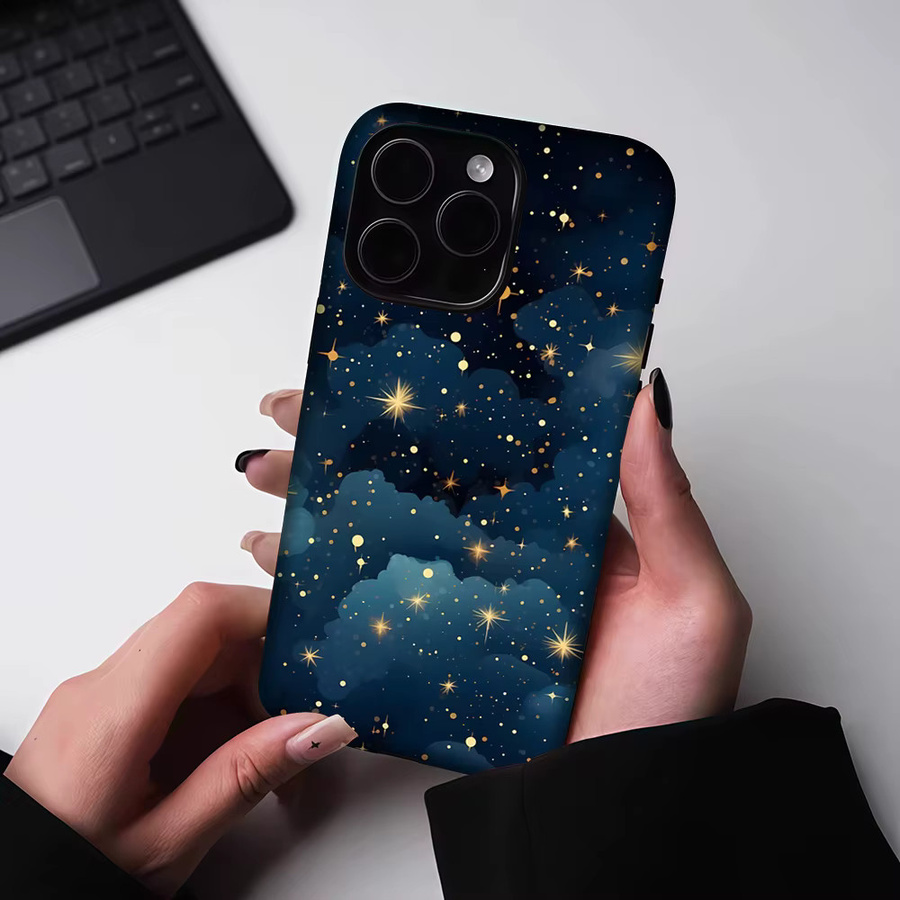 Potdemiel Magnetische Handyhülle mit Goldenen Sternenwolken für iPhone 13 bis iPhone 17 Pro Max Plus in Gold und Multicolour - Bild 5