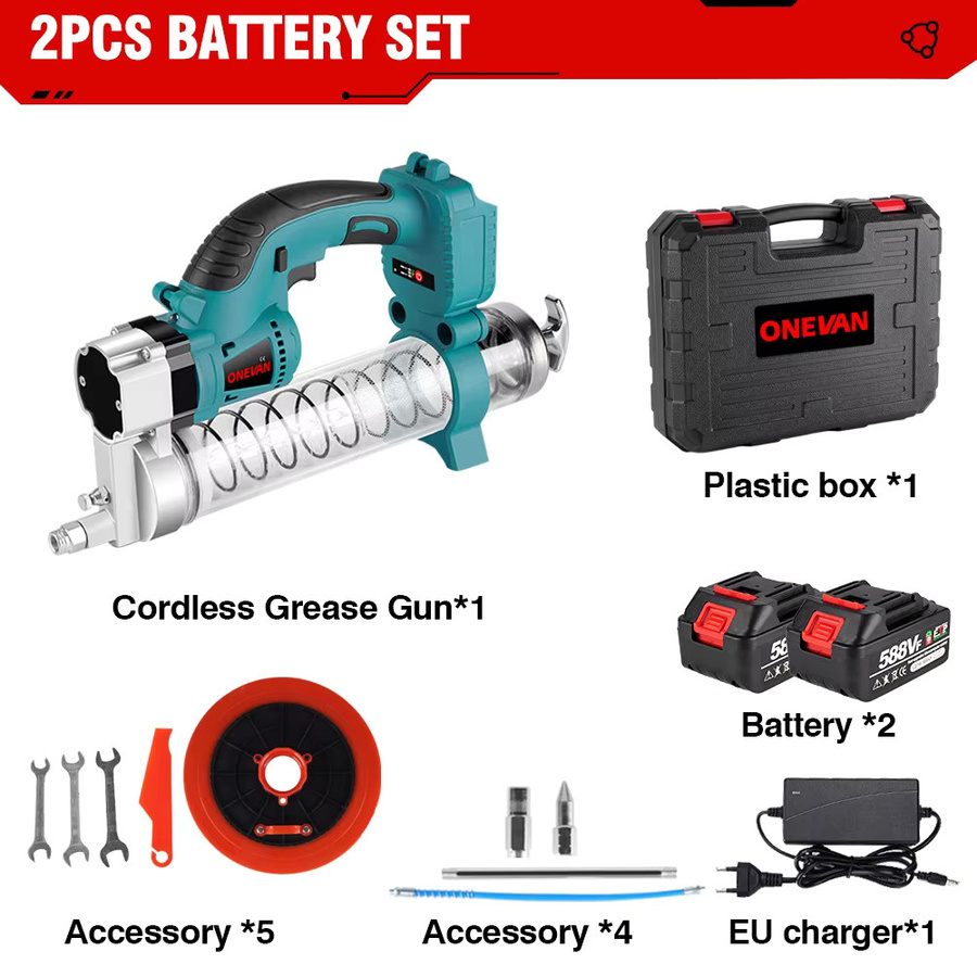 ONEVAN Bürstenlose elektrische Schmiermaschine Schmierpistole für Autos und Elektrowerkzeuge kompatibel mit Makita 18V Akku - Bild 7
