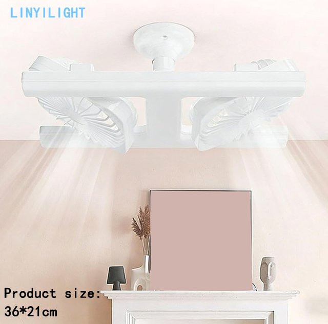 LINYILIGHT E27 Deckenventilator mit Licht, H-Typ Doppelkopf-Deckenventilator in Weiß für das Schlafzimmer - Bild 1