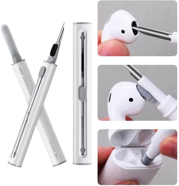 Fomscvka Bluetooth-Kopfhörer-Reinigungsset in Weiß für Airpods 4, 3, 2, 1 und Pro mit Reinigungsstift und Bürste für Ladekoffer und kabellose Kopfhörer - Bild 1
