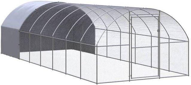 Maison Exclusive Hühnerstall für den Außenbereich aus verzinktem Stahl in Silber, B/T/H: 8 x 3 x 2 m - Bild 1