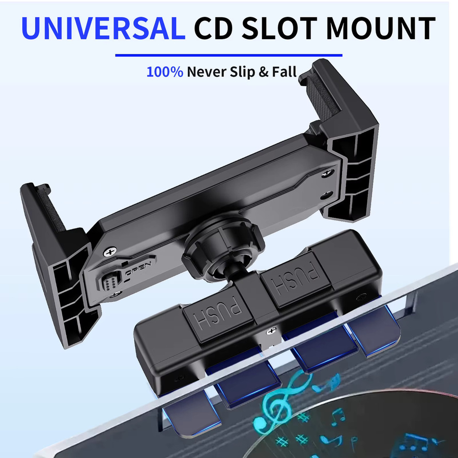 Homhu Universal Auto Tablet Ständer für CD-Schlitz, Handy und Smartphone Halterung in Schwarz, passend für iPad Pro, Air, Mini 4-13 Zoll und andere Tablets - Bild 3