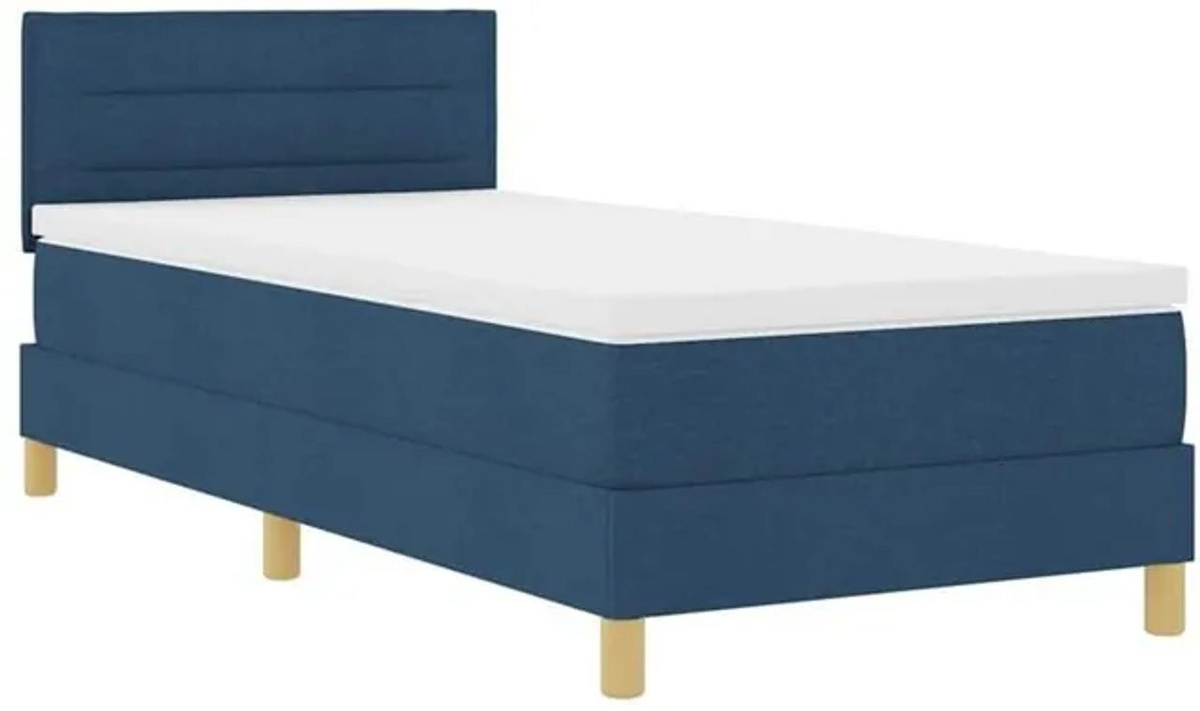 vidaXL Boxspringbett mit Matratze in Blau aus Stoff, B/T: 90 x 200 cm - Bild 1