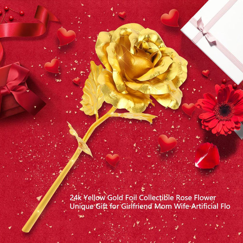 GoolRC Sammelrose aus 24k Gelbgoldfolie in Gelbgold als dekorative Kunstblume - Bild 3