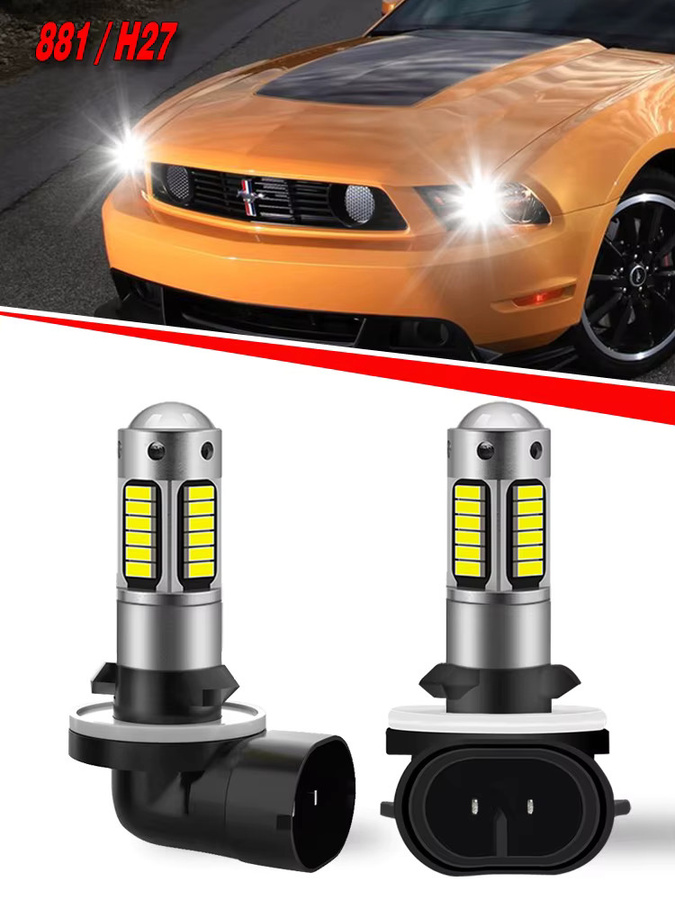 Neallor H27 880 LED Ersatzlampen für Auto-Nebelscheinwerfer, 2er-Set, Weiß 6000K, 30SMD 4014SMD, Silber - Bild 4