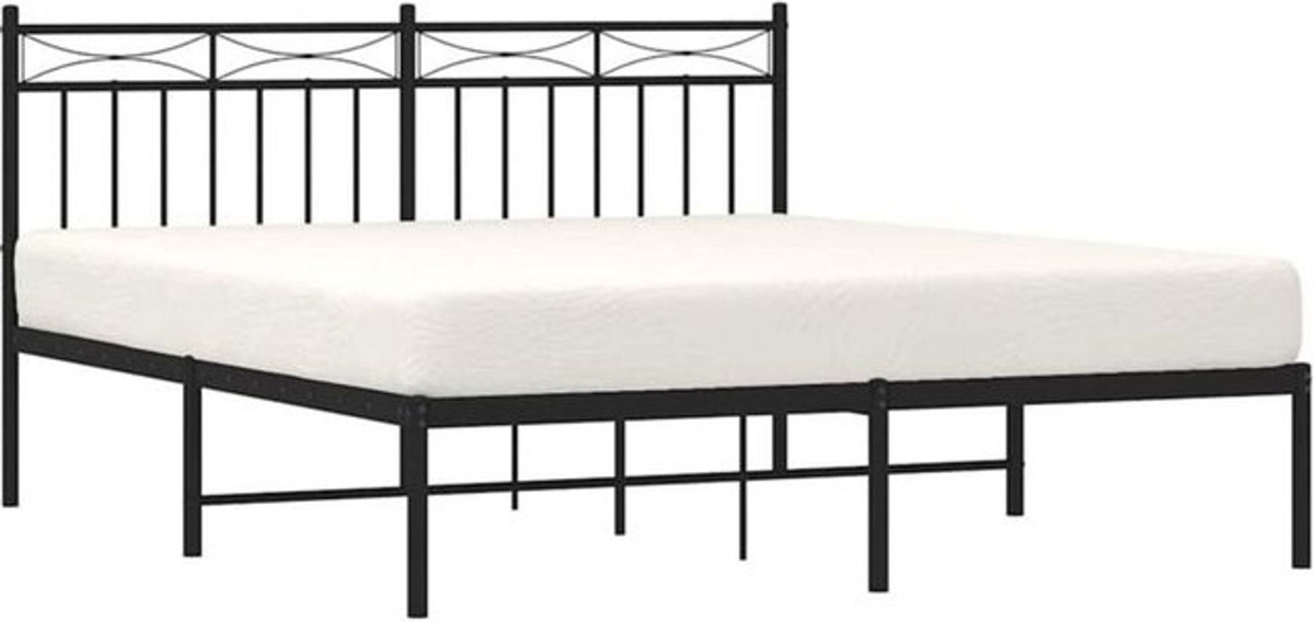 Klassisches Metallbett mit Kopfteil von Vidaxl in Schwarz, B/T: 150 x 200 cm - Bild 1
