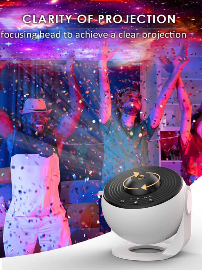 GHUSTAR HD Galaxy-Projektor mit 12 Filmscheiben, Sternenprojektor mit Timer und 360 Grad Drehung, Farbe: Weiß - Bild 7