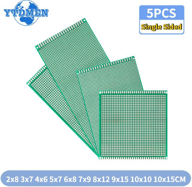 YTDMEN 5er Set Einseitige PCB Prototyp Boards Universal DIY Leiterplatten in Grün - Bild 1