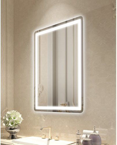 VEVOR LED-Badezimmerspiegel mit Front- und Hintergrundbeleuchtung, beschlagfrei, stufenlos dimmbar mit 3 Farbtemperaturen, Wandmontage, B: 60 cm, H: 80 cm - Bild 1