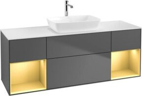V&B Waschtischunterschrank Finion mit Wandbeleuchtung, Anthrazit lackiert, Breite: 160 cm, Tiefe: 50,1 cm, Höhe: 50,1 cm - Bild 1