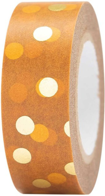 Rico Design Paper Poetry Washi Tape mit Punkten in Senfgelb-Gold, Breite: 1,5 cm, Länge: 10 m - Bild 1