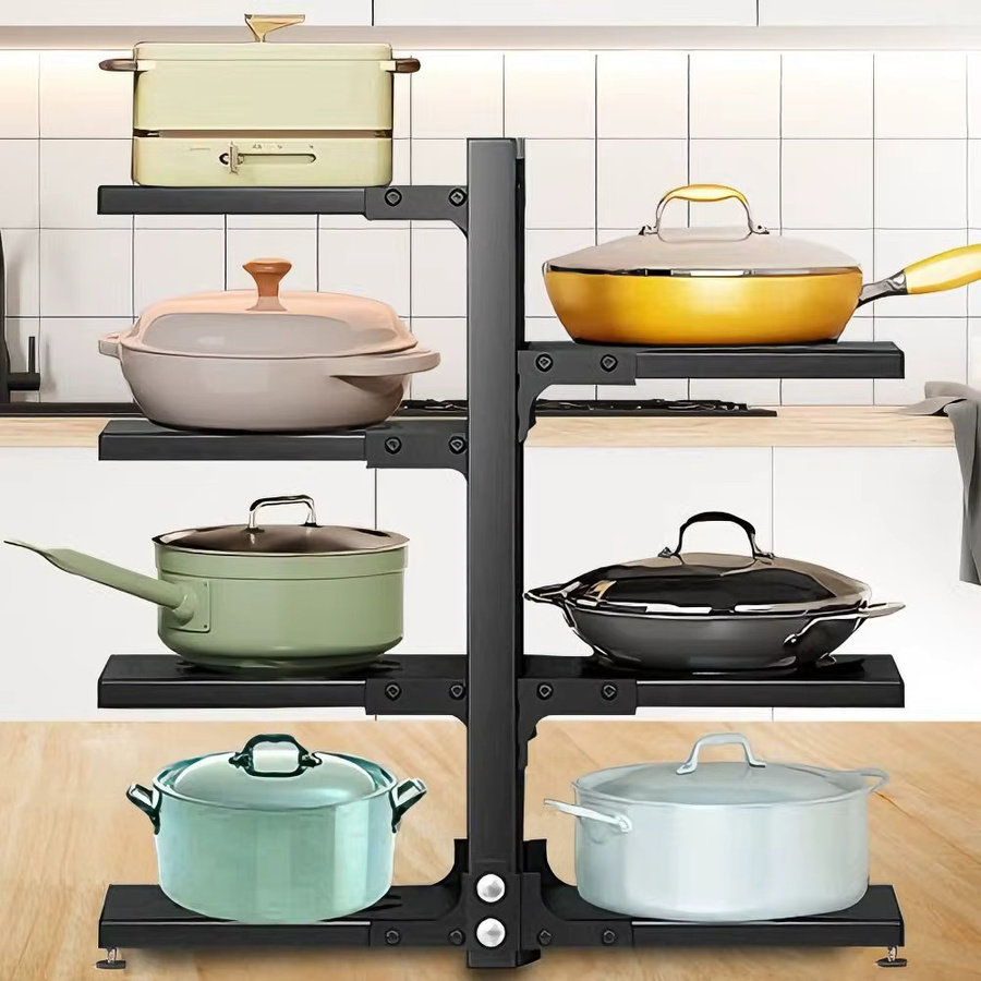 HGTUGO 7-stufiger Topforganizer aus Metall in Schwarz als Mehrzweck-Küchenregal für Töpfe, Pfannen und Deckel - Bild 4