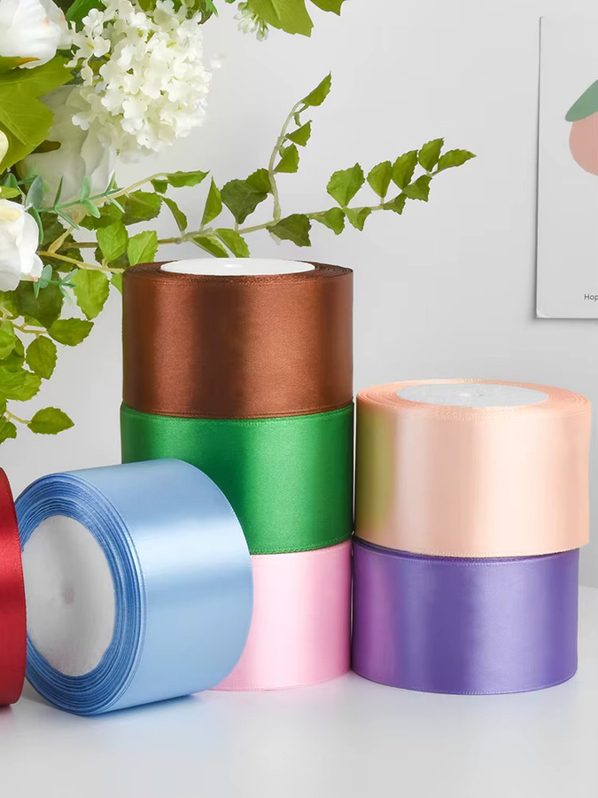 Wusmart Satinband für DIY Bastelarbeiten, Breite: 5,08 cm, 25 Yards pro Rolle, erhältlich in Pink und Multicolour - Bild 3