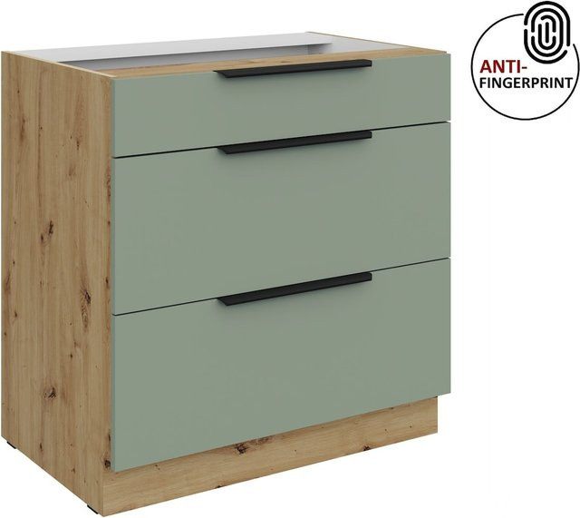 Küchenunterschrank ARIA in Aquamarin matt mit Anti-Fingerprint-Beschichtung, Breite: 80 cm - Bild 1