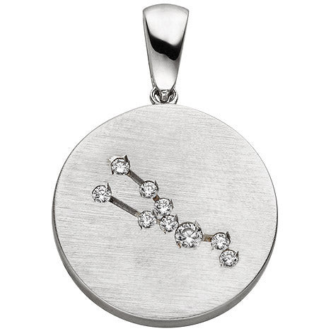 Colfem Anhänger Sternzeichen Stier, 925 Sterling Silber, matt, 9 Zirkonia, Unisex - Bild 1