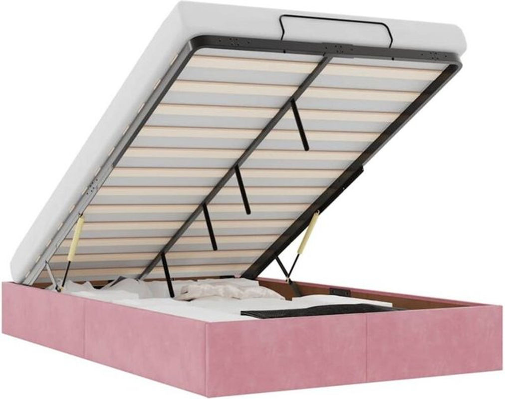 Modernes Polsterbett Ottoman von Vidaxl aus Samt in Rosa, B/T/H: 120 x 190 x 23,5 cm, ohne Matratze - Bild 1