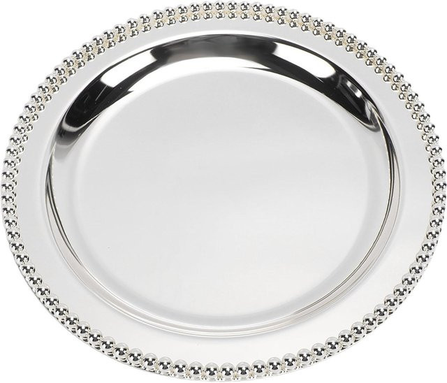 Runde Dessertplatte aus Metall von Fishine in Silber als dekorative Servierplatte für Kuchen und Obst - Bild 1