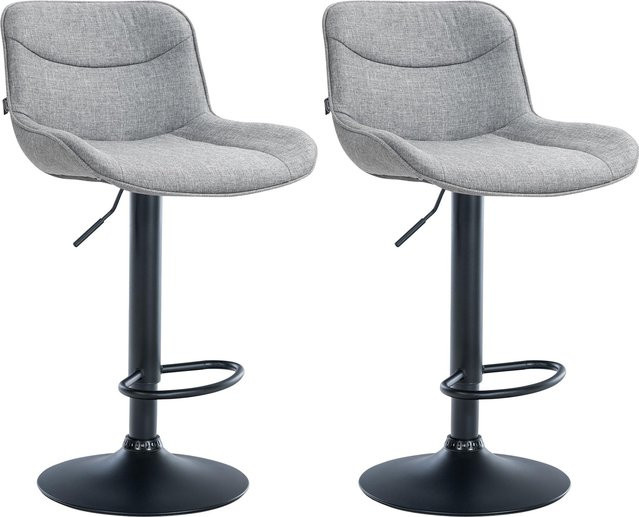 Vonore 2er Set Barhocker aus Stoff mit Lehne, höhenverstellbar und 360 Grad drehbar mit Metallgestell und Fußstütze - Bild 1