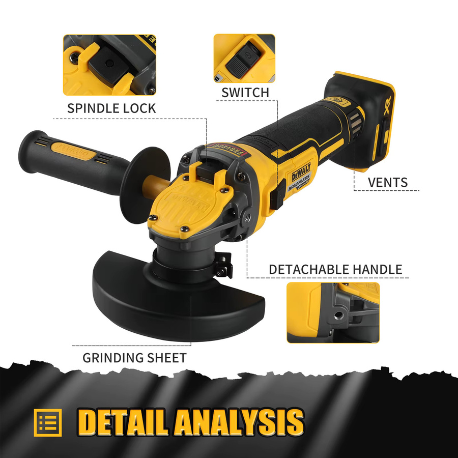DeWalt Winkelschleifer DCG409, 20 V bürstenloser Akku-Schleifer, Gelb, 125 mm - Bild 5