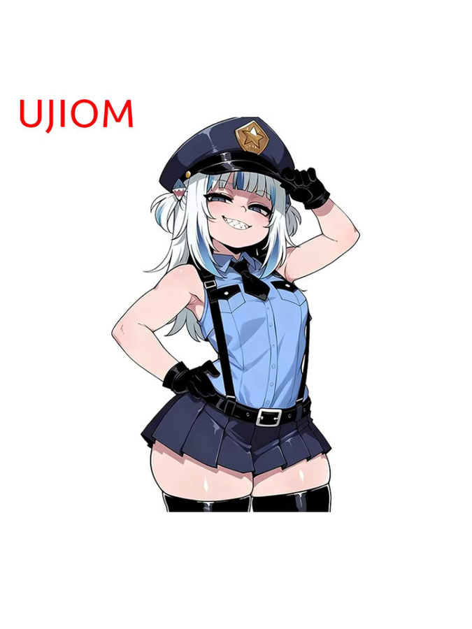 UJIOM Kawaii Polizei VTuber Gawr Gura Wandaufkleber, Wasserdichter Cartoon Wandaufkleber für Kinderzimmer, Mehrfarbig - Bild 2