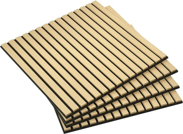 HOMCOM Akustikpaneel aus MDF und PET mit Lamellen in Eiche, B: 60 cm, H: 60 cm, T: 2,1 cm - Bild 1