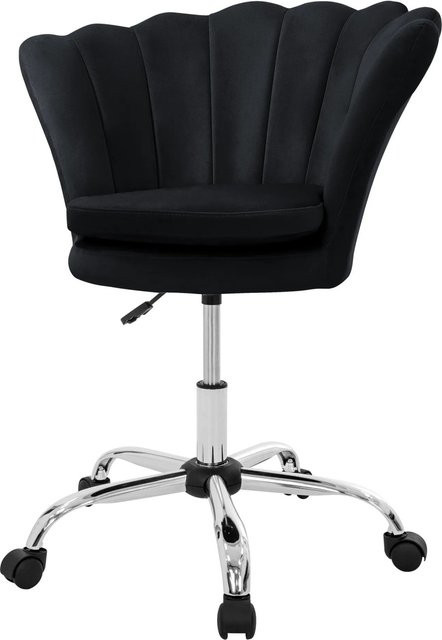 ML-Design Drehstuhl im Muscheldesign aus Samt in Schwarz mit Rollen und Höhenverstellung - Bild 2