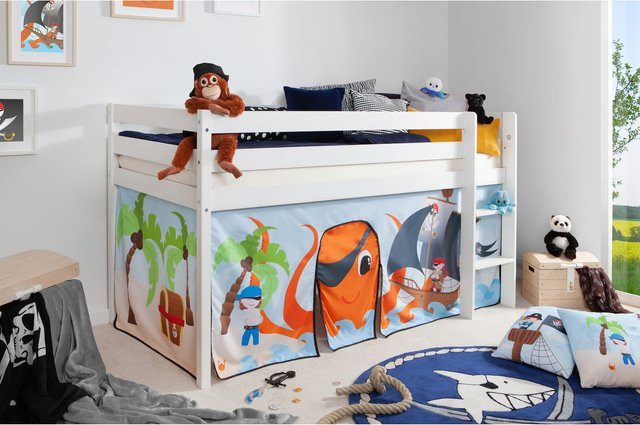 TiCAA Hochbett Pirat Luan aus Kiefer in Weiß für Kinder - Bild 1