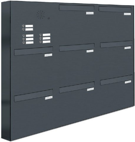 AL Briefkasten-Mehrparteiensystem für 8 Parteien mit Zaundurchwurf, grau, B/H/T: 153,413 x 102,6 x 11,6 cm - Bild 1